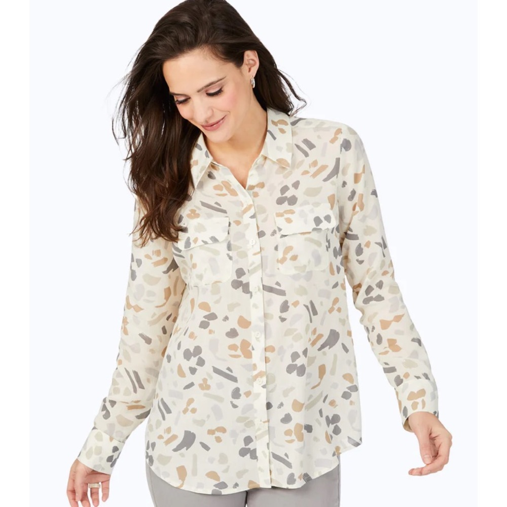 Foxcroft Davis Brushstrokes Shirt Size 2